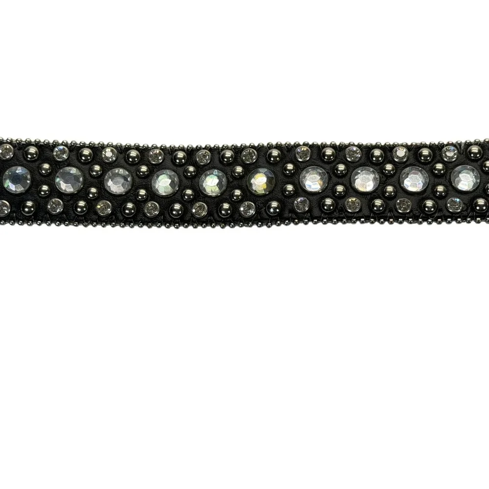 W.B.‎ Atlas Belt Womens 32 Black Leather Rhinestone Studded Western Cowgirl Y2K